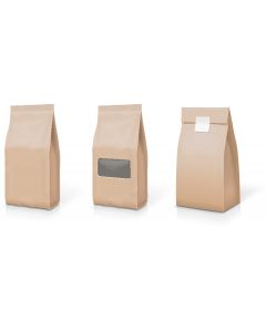 9 x 13 Inches Kraft Finish Standup Pouches with Zip Lock, Rectangle Window