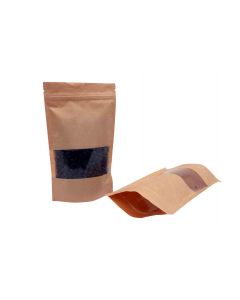8 x 12 Inches Kraft Standup Pouches with Zip Lock, Rectangle Window