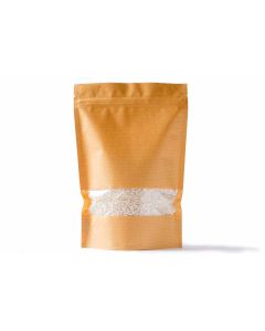 Standup Pouches - Kraft Finish, Zip Lock, Rectangle Window 