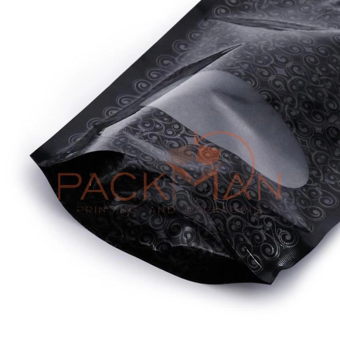 Packman Stand Up Zipper Pouches With Oval Window