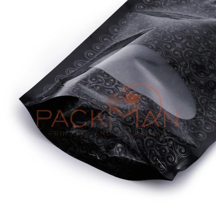 Packman Stand Up Zipper Pouches With Oval Window